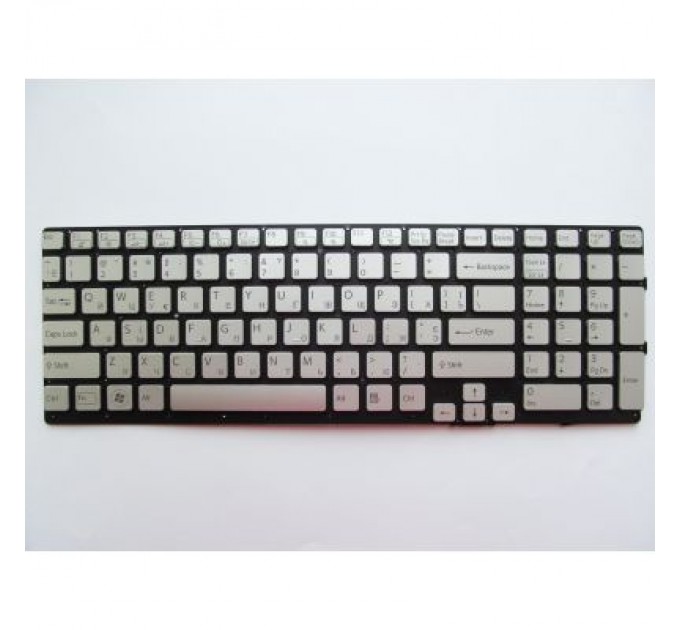 Sony Клавіатура ноутбука Sony VPC-SE Series серебро без рамки подсветка UA (A43274)