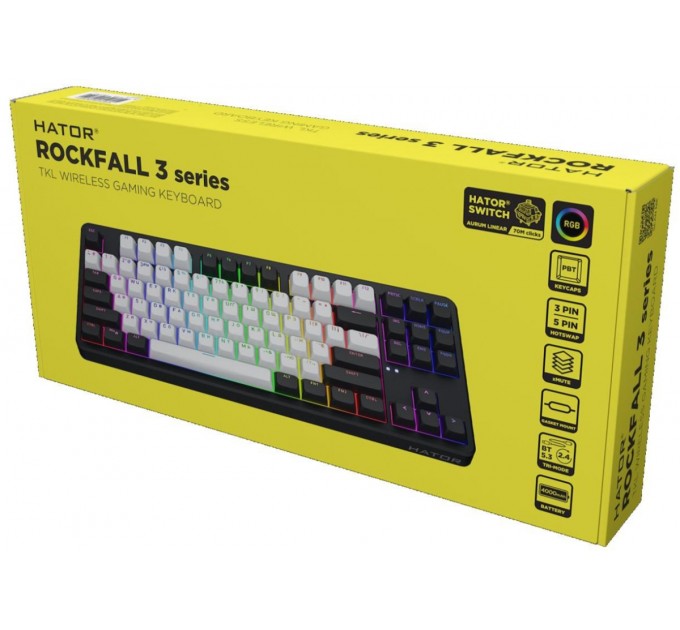 Hator Клавиатура Hator Rockfall 3 Mecha TKL Wireless Orange Black (HTK850UA)