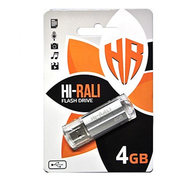 Hi-Rali Флеш-накопичувач USB 4GB Hi-Rali Corsair Series Silver (HI-4GBCORSL)