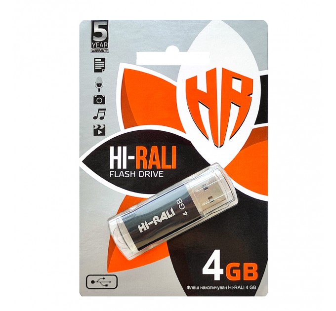 Hi-Rali Флеш-накопичувач USB 4GB Hi-Rali Rocket Series Black (HI-4GBVCBK)