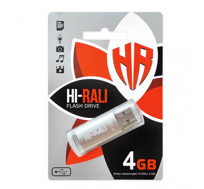 Hi-Rali Флеш-накопичувач USB 4GB Hi-Rali Rocket Series Silver (HI-4GBVCSL)