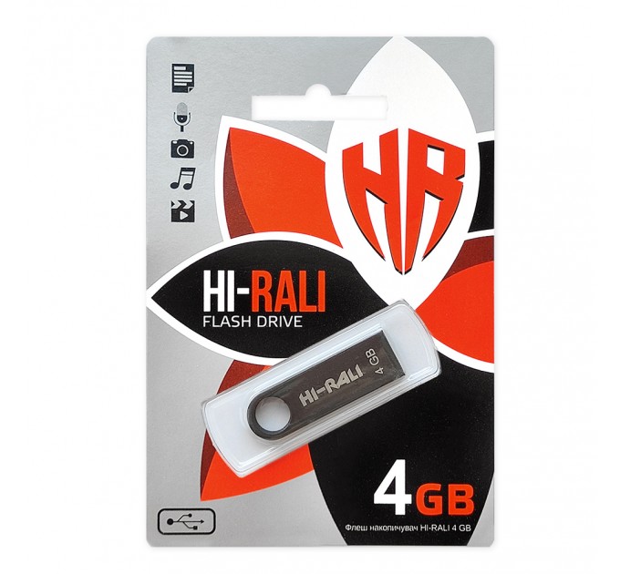 Hi-Rali Флеш-накопичувач USB 4GB Hi-Rali Shuttle Series Black (HI-4GBSHBK)
