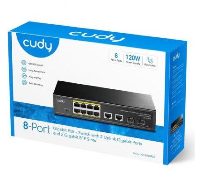 Cudy Комутатор мережевий Cudy GS1010PS2(120W)