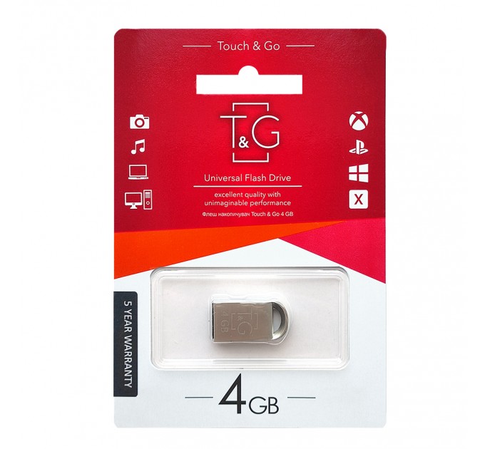 T&G Флеш-накопичувач USB 4GB T&G 107 Metal Series Silver (TG107-4G)
