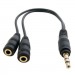 Extradigital Кабель мультимедійний mini Jack 3.5mm M to 2xmini Jack 3.5mm F 0.2m Extradigital (KBA1680)
