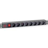 Силовий блок 19" 1U 8xSchuko, вимикач, С14 Kingda (KD-PDU-GM-1U-P8-C14)