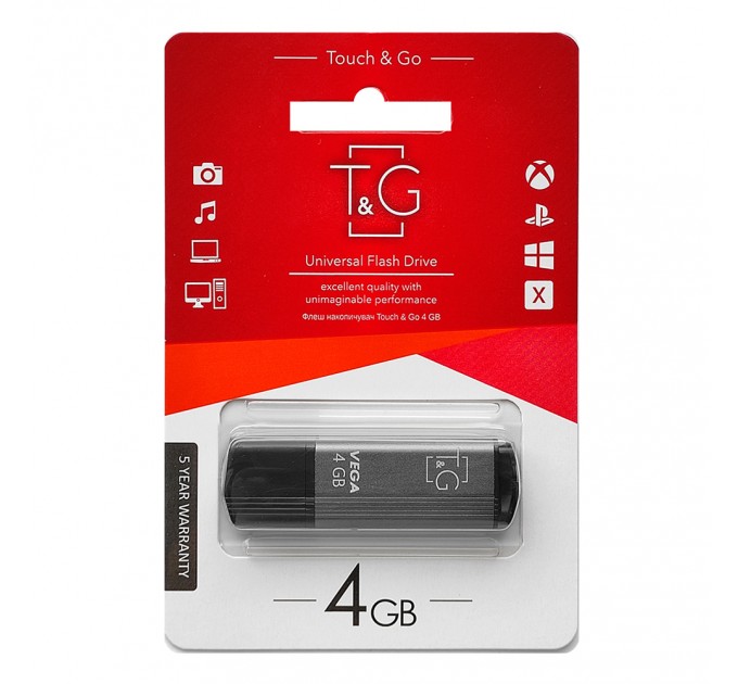 T&G Флеш-накопичувач USB 4GB T&G 121 Vega Series Grey (TG121-4GBGY)
