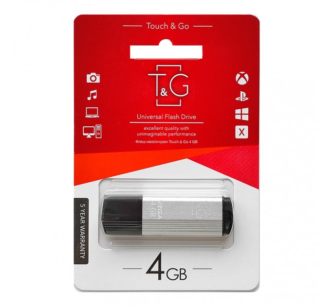 T&G Флеш-накопичувач USB 4GB T&G 121 Vega Series Silver (TG121-4GBSL)
