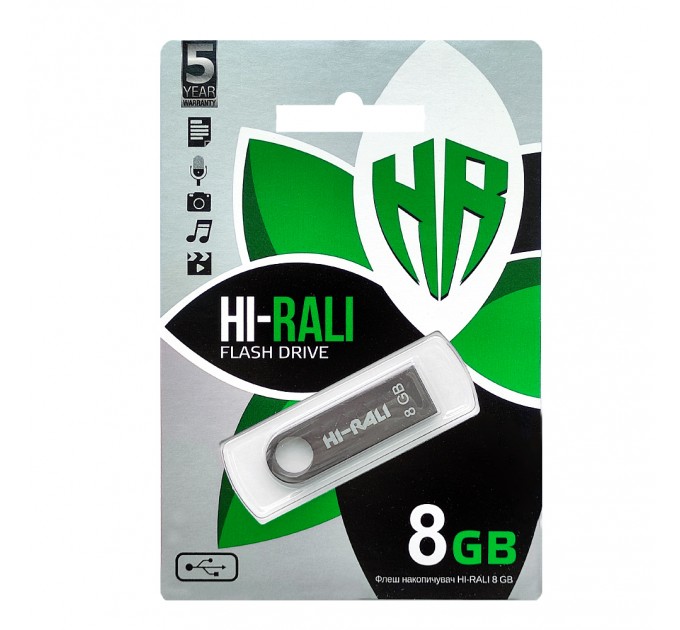 Hi-Rali Флеш-накопичувач USB 8GB Hi-Rali Shuttle Series Black (HI-8GBSHBK)