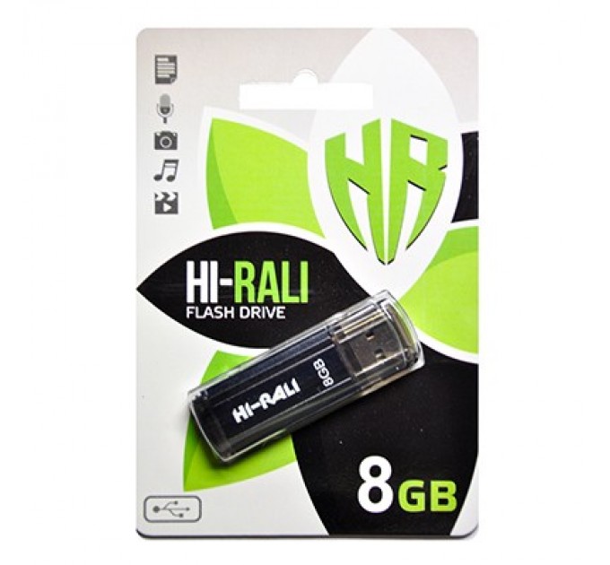 Hi-Rali Флеш-накопичувач USB 8GB Hi-Rali Stark Series Black (HI-8GBSTBK)