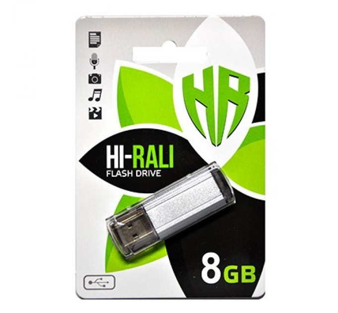 Hi-Rali Флеш-накопичувач USB 8GB Hi-Rali Stark Series Silver (HI-8GBSTSL)