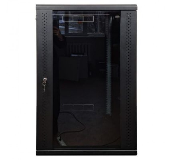 Eserver Шафа настінна Eserver 18U 19" 600х600х907 (Ш*Г*В), скло, чорна (ES-Е1860B)