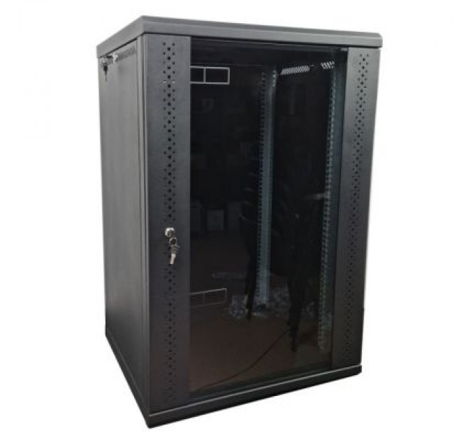 Eserver Шафа настінна Eserver 18U 19" 600х600х907 (Ш*Г*В), скло, чорна (ES-Е1860B)