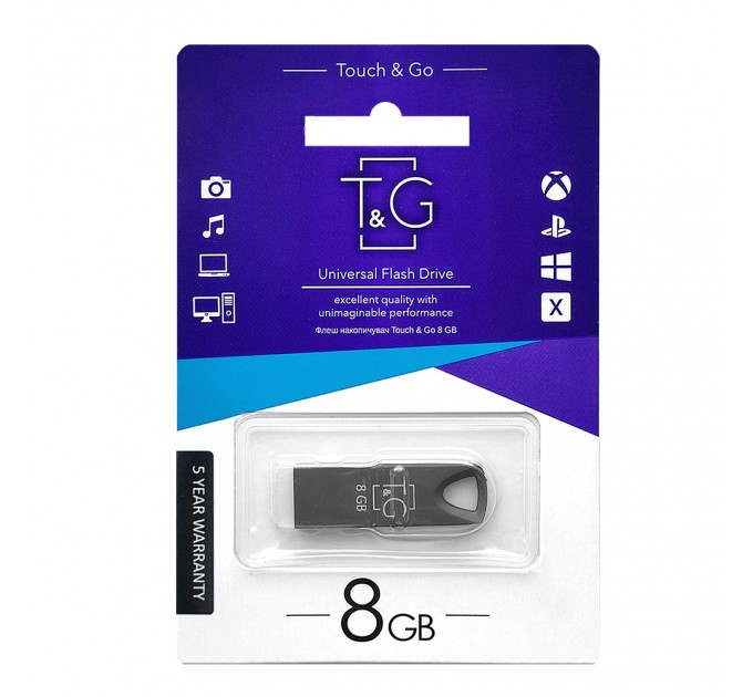 T&G Флеш-накопичувач USB 8GB T&G 117 Metal Series Black (TG117BK-8G)