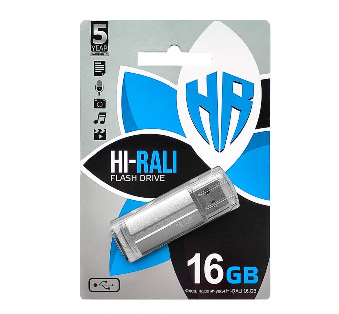 Hi-Rali Флеш-накопичувач USB 16GB Hi-Rali Corsair Series Silver (HI-16GBCORSL)
