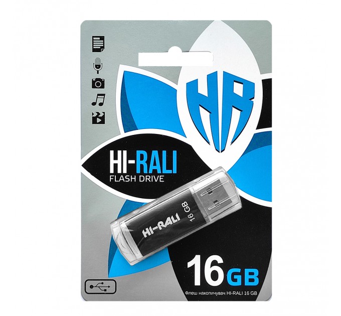 Hi-Rali Флеш-накопичувач USB 16GB Hi-Rali Rocket Series Black (HI-16GBVCBK)