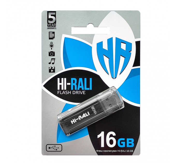 Hi-Rali Флеш-накопичувач USB 16GB Hi-Rali Stark Series Black (HI-16GBSTBK)