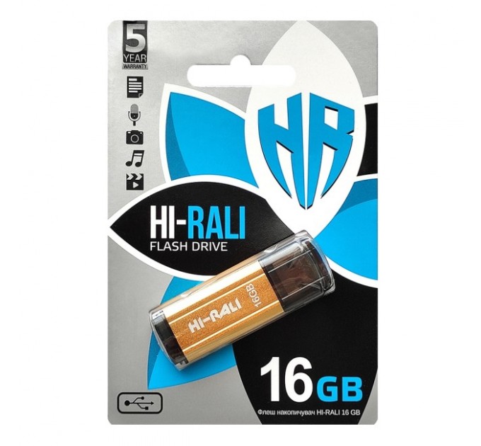 Hi-Rali Флеш-накопичувач USB 16GB Hi-Rali Stark Series Gold (HI-16GBSTGD)