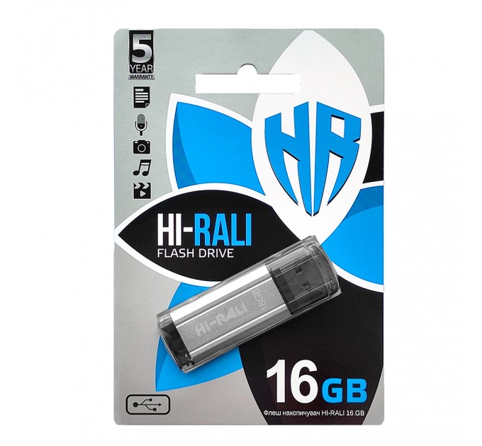 Hi-Rali Флеш-накопичувач USB 16GB Hi-Rali Stark Series Silver (HI-16GBSTSL)