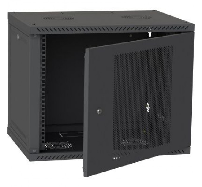 Ipcom Шафа настінна Ipcom 9U, 600*450, перфорація, RAL9005 (СН-9U-060х045-ДП-7035)