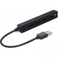 Speedlink Концентратор Speedlink SNAPPY SLIM USB Hub, 4-Port, USB 2.0, Passive, Black (SL-140000-BK)