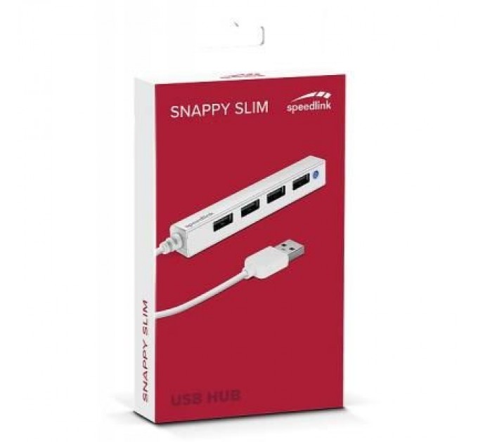 Speedlink Концентратор Speedlink SNAPPY SLIM USB Hub, 4-Port, USB 2.0, Passive, White (SL-140000-WE)