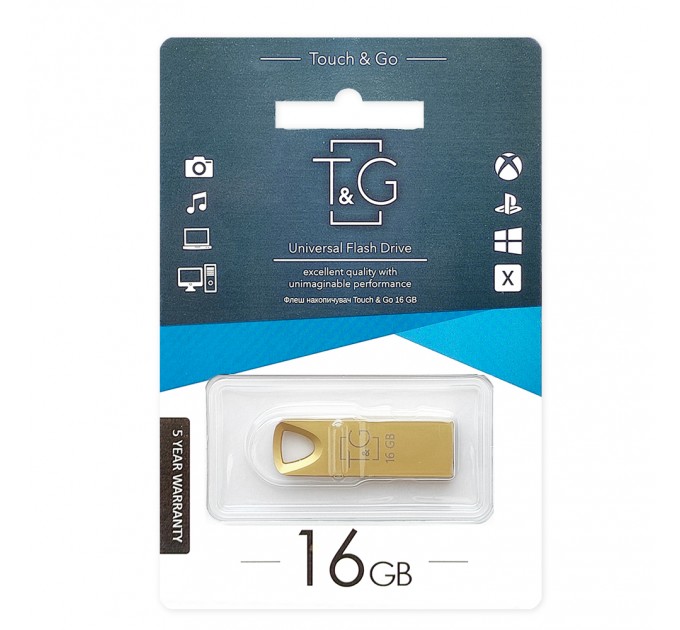 T&G Флеш-накопитель USB 16GB T&G 117 Metal Series Gold (TG117GD-16G)