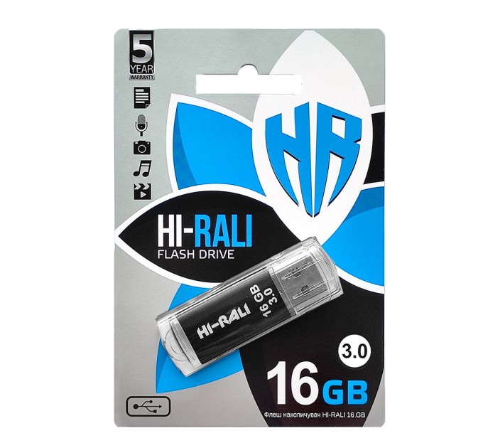 Hi-Rali Флеш-накопичувач USB3.0 16GB Hi-Rali Rocket Series Black (HI-16GB3VCBK)