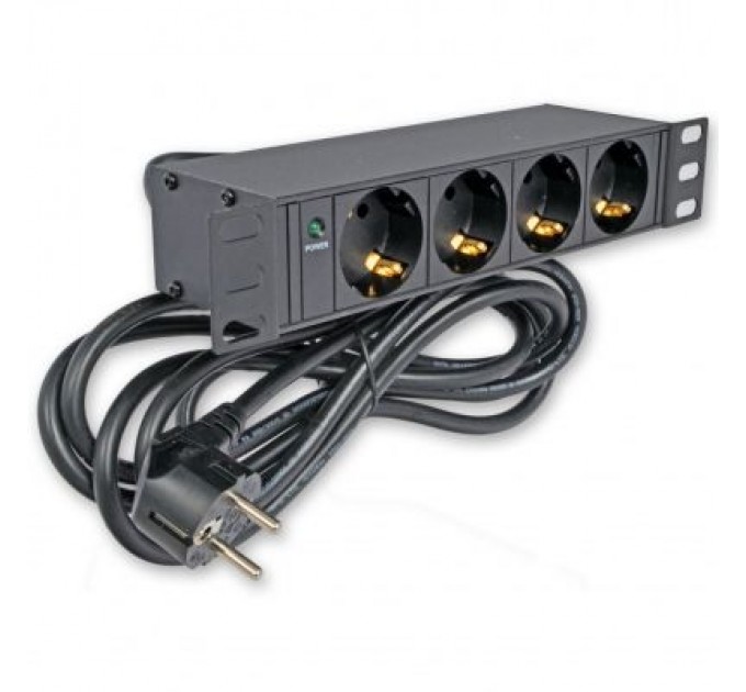 Kingda Силовий блок 10" 1U, 230V 4*schuko, 16A, 1.8м Kingda (KD-GER(16)N1004WPSBFE)