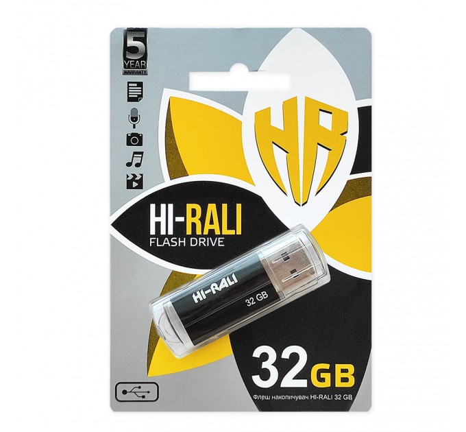 Hi-Rali Флеш-накопичувач USB 32GB Hi-Rali Corsair Series Black (HI-32GBCORBK)