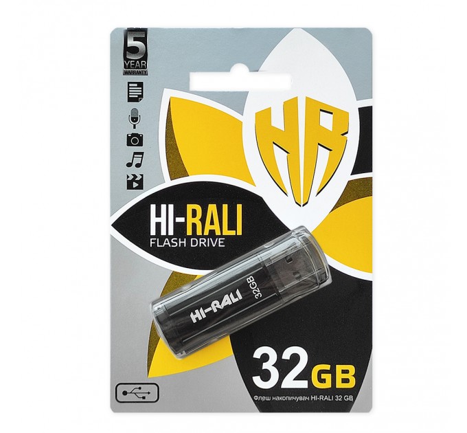Hi-Rali Флеш-накопичувач USB 32GB Hi-Rali Stark Series Black (HI-32GBSTBK)