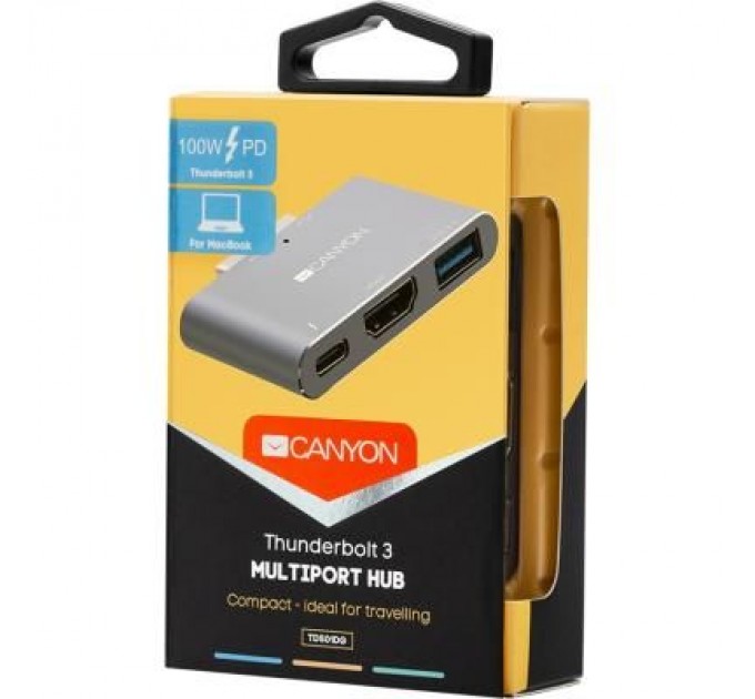 Canyon Порт-реплікатор Canyon Docking Station with 3 ports, Thunderbolt 3, Input 100-240V (CNS-TDS01DG)