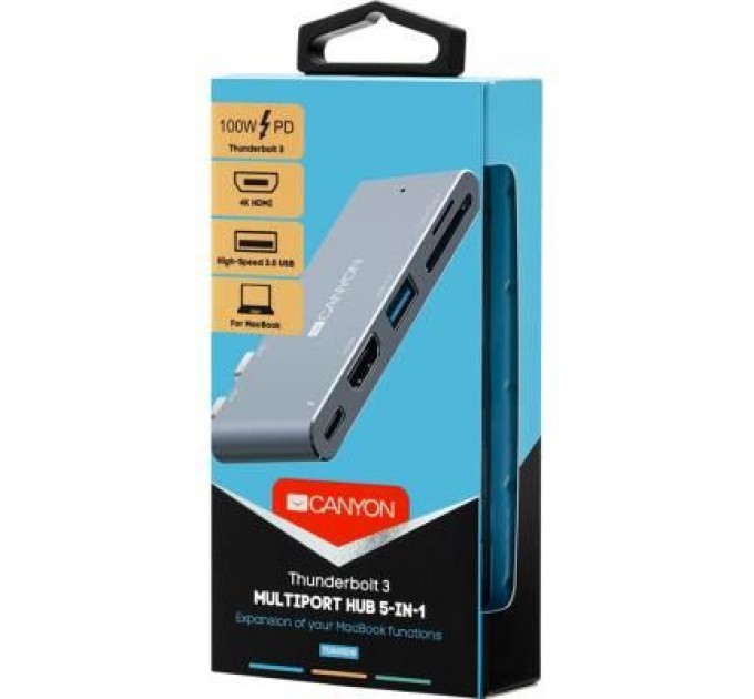 Canyon Порт-реплікатор Canyon Docking Station with 5 ports, Thunderbolt 3, Input 100-240V (CNS-TDS05DG)