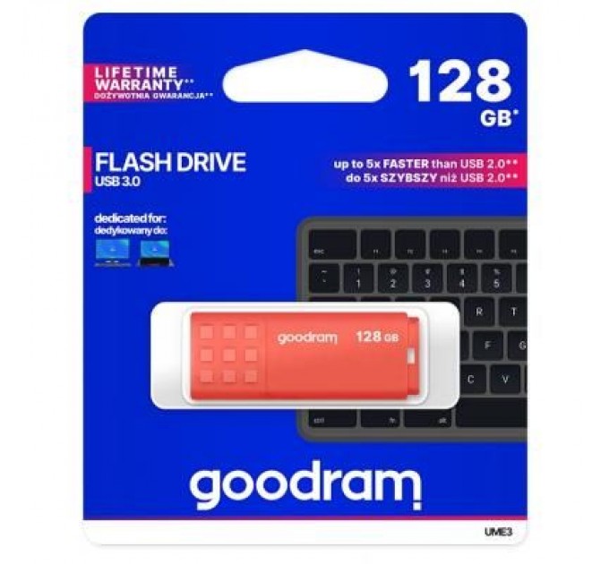 Goodram USB флеш накопичувач Goodram 128GB UME3 Orange USB 3.0 (UME3-1280O0R11)
