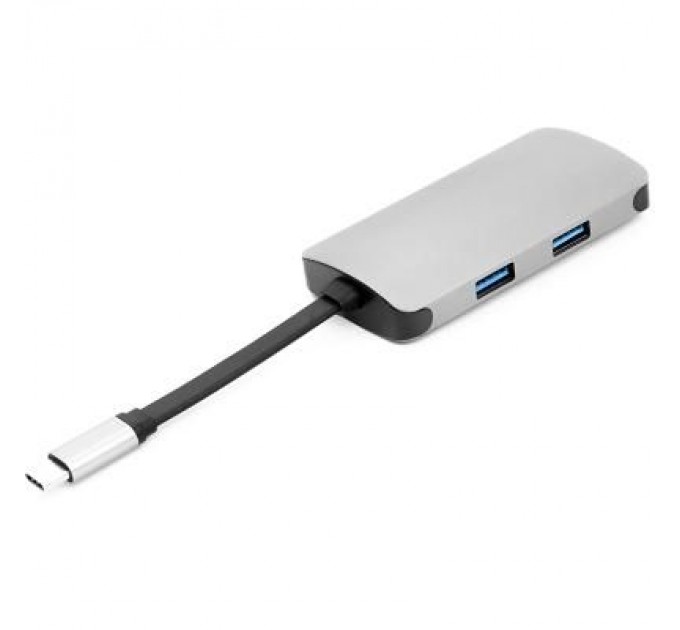 PowerPlant Концентратор PowerPlant Type-C - HDMI 4K, USB 3.0, USB Type-C, RJ45 (CA911691)