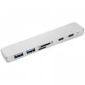 PowerPlant Концентратор PowerPlant Type-C - HDMI 4K, USB 3.0, USB Type-C, SD, microSD (CA911684)