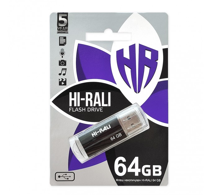 Hi-Rali Флеш-накопитель USB 64GB Hi-Rali Corsair Series Black (HI-64GBCORBK)