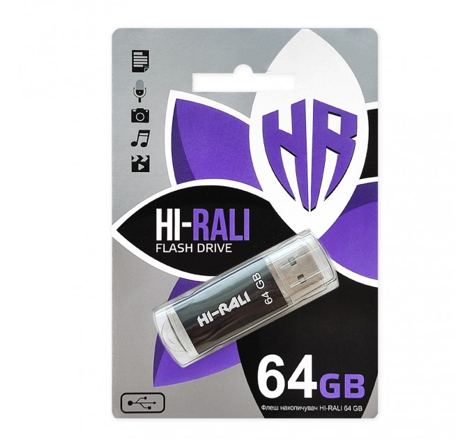 Hi-Rali Флеш-накопитель USB 64GB Hi-Rali Rocket Series Black (HI-64GBVCBK)