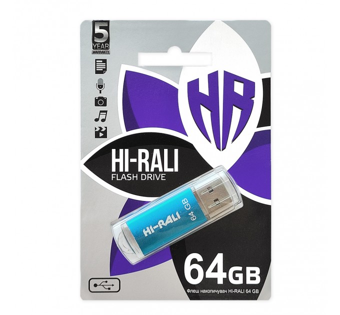 Hi-Rali Флеш-накопитель USB 64GB Hi-Rali Rocket Series Blue (HI-64GBVCBL)