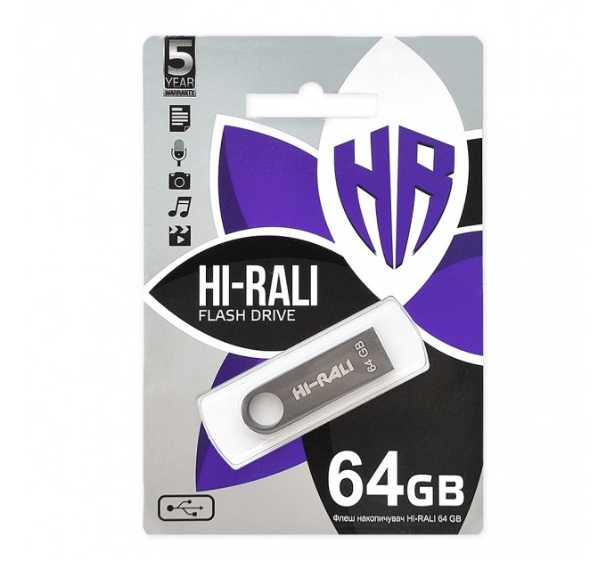 Hi-Rali Флеш-накопитель USB 64GB Hi-Rali Shuttle Series Black (HI-64GBSHBK)