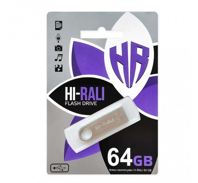 Hi-Rali Флеш-накопитель USB 64GB Hi-Rali Shuttle Series Silver (HI-64GBSHSL)