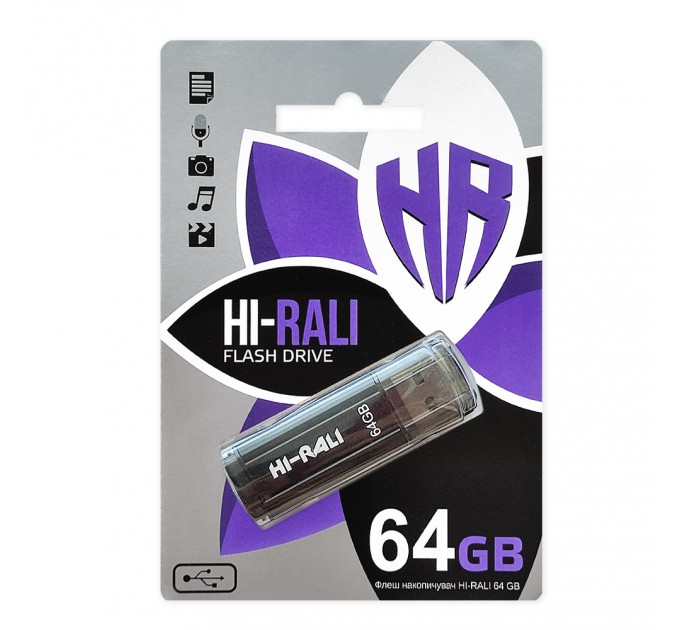 Hi-Rali Флеш-накопитель USB 64GB Hi-Rali Stark Series Black (HI-64GBSTBK)