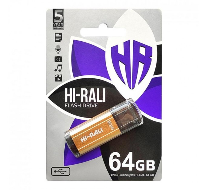Hi-Rali Флеш-накопитель USB 64GB Hi-Rali Stark Series Gold (HI-64GBSTGD)