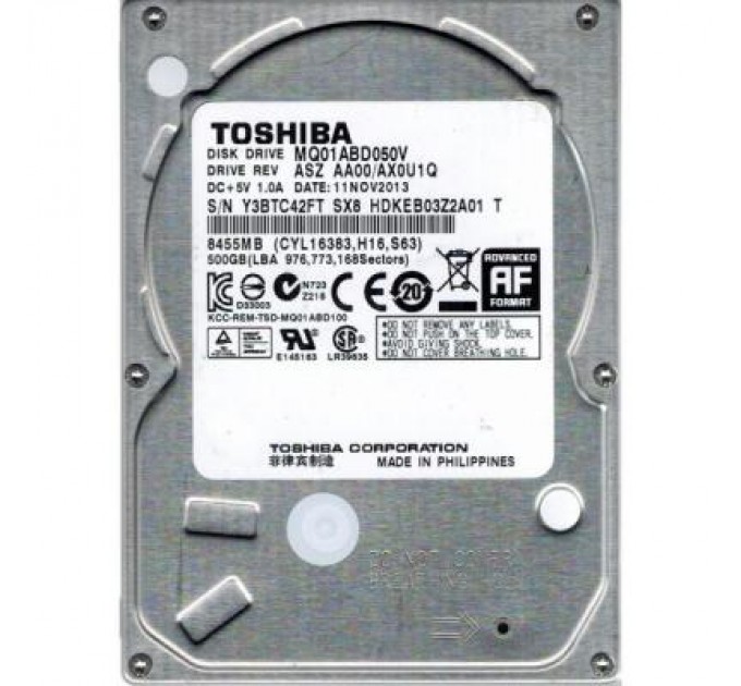 Toshiba Жорсткий диск для ноутбука 2.5" 500GB Toshiba (# MQ01ABD050V #)