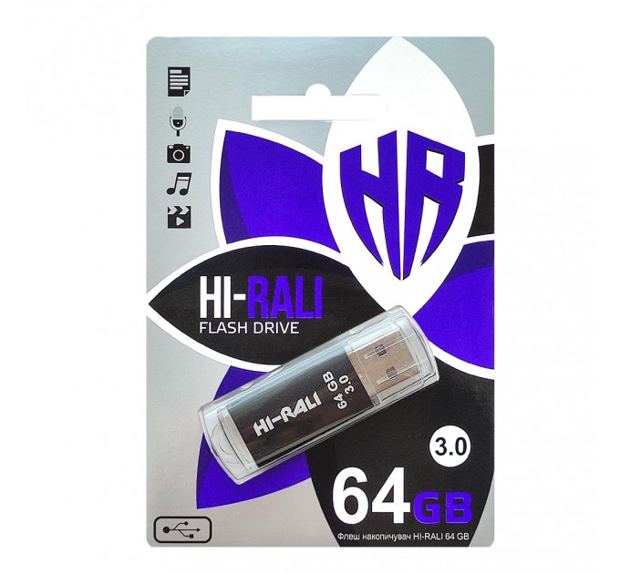 Hi-Rali Флеш-накопичувач USB3.0 64GB Hi-Rali Rocket Series Black (HI-64GB3VCBK)