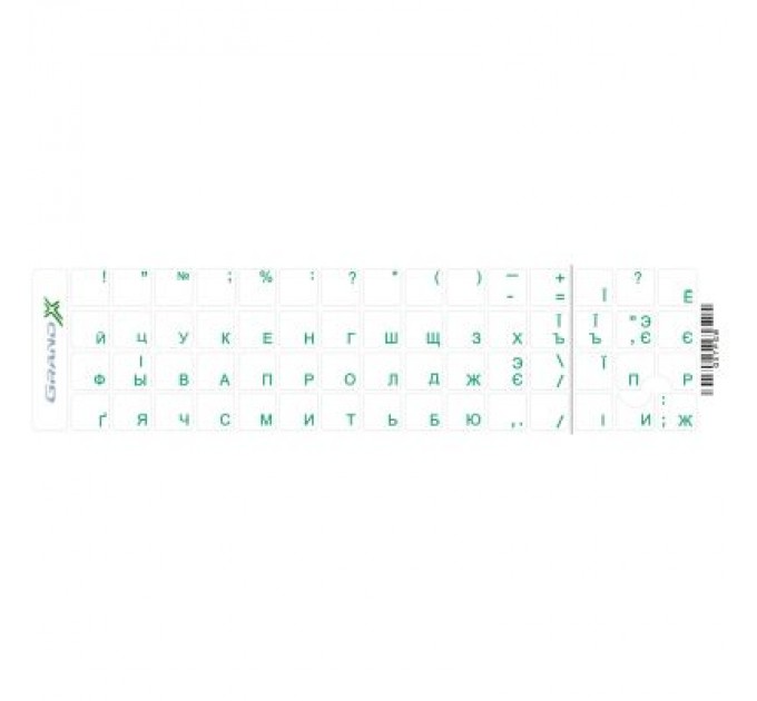 Grand-X Наклейка на клавіатуру Grand-X 60 keys transparent protection Cyrillic green (GXTPGW)