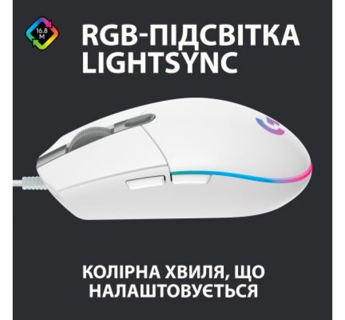 Logitech Мишка Logitech G102 Lightsync White (910-005824)