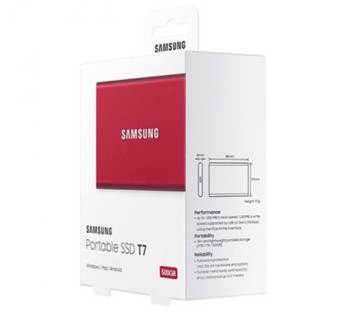 Samsung Накопичувач SSD USB 3.2 500GB T7 Samsung (MU-PC500R/WW)