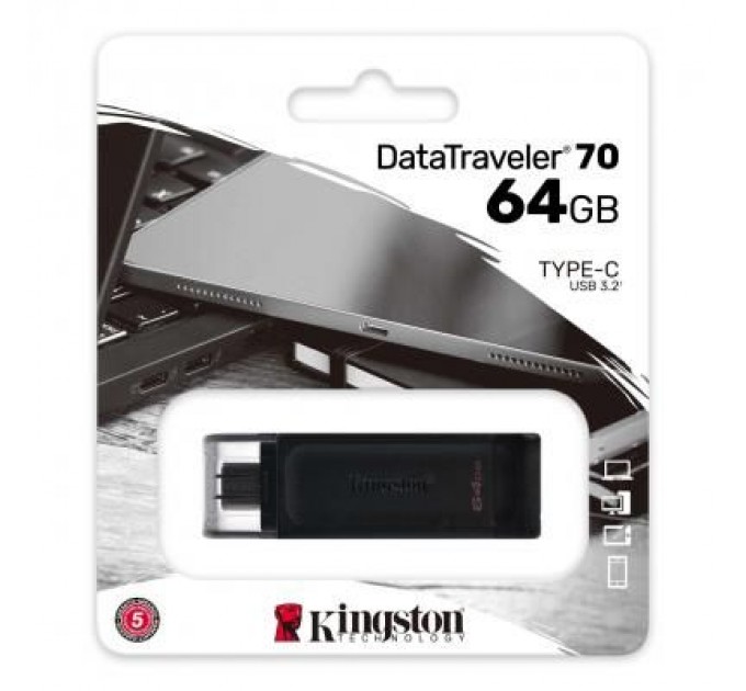Kingston USB флеш накопичувач Kingston 64GB DataTraveler 70 USB 3.2 / Type-C (DT70/64GB)