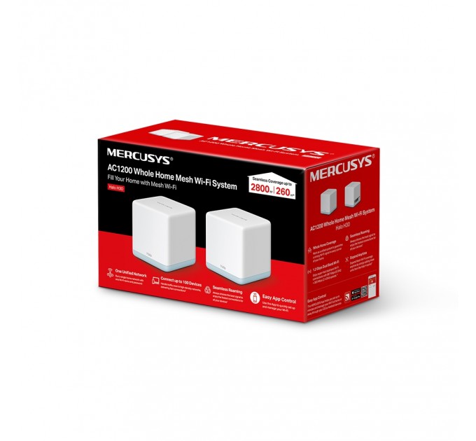 Mercusys WiFi Mesh система Mercusys Halo H30 (2-pack) (AC1200, 2х 10/100 WAN/LAN, Beamforming, MESH, 2-pack)